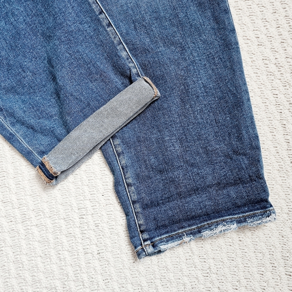 RISEN Mid Rise Dark Wash Barrel Jeans Double Roll Cuffed Full Length Various NEW - Picture 14 of 15